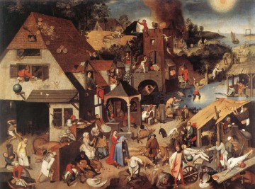 company of captain reinier reael known as themeagre company Painting - Proverbs peasant genre Pieter Brueghel the Younger